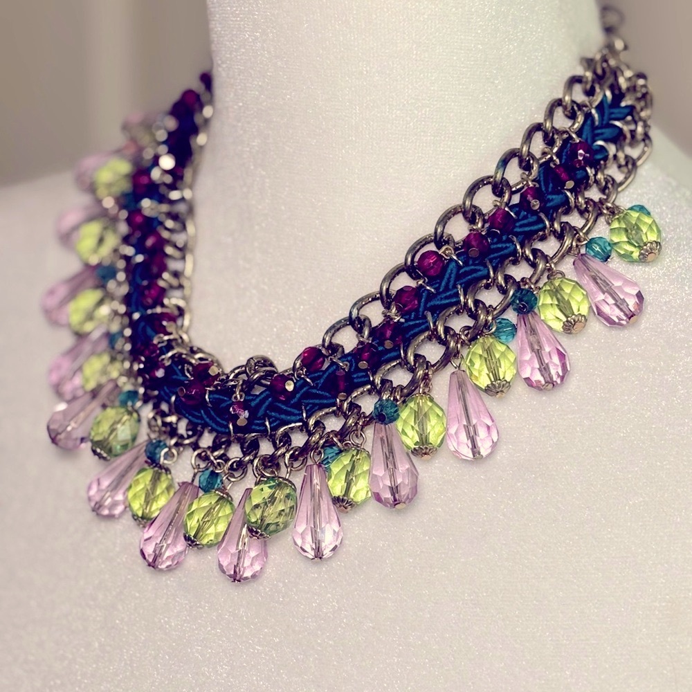 Vintage Multicolor Beaded Statement Necklace